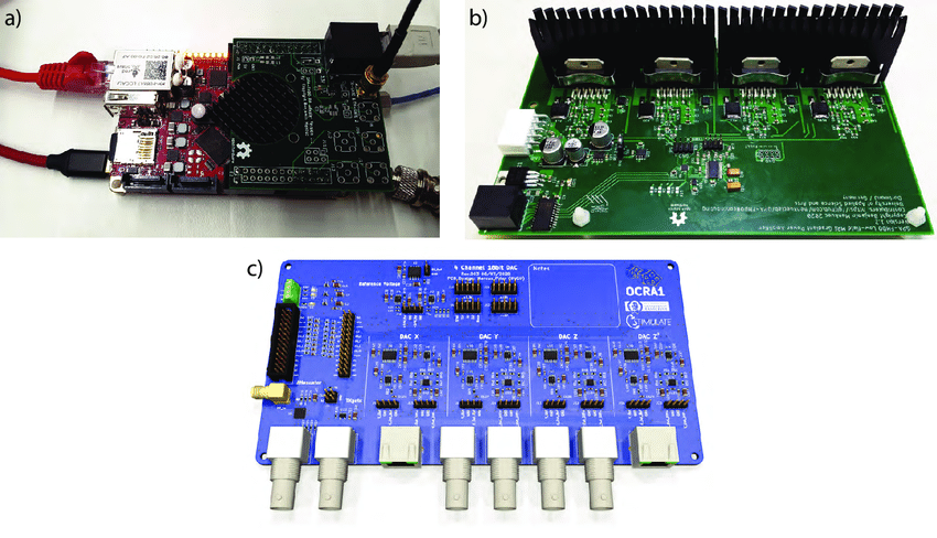 MaRCoS-hardware-components-a-Red-Pitaya-SDRLab-with-a-GPA-FHDO-adapter-PCB-b-GPA-FHDO